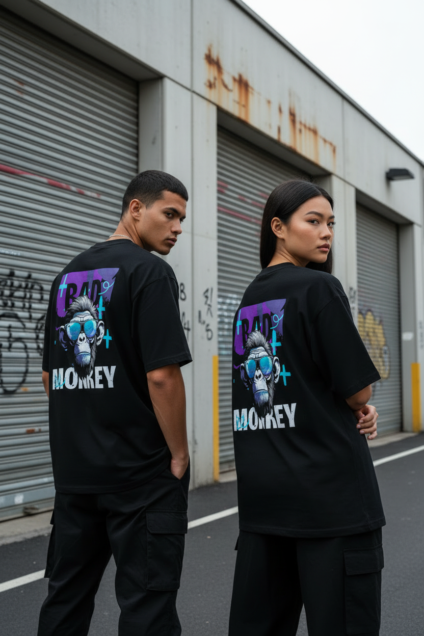 LowKeyLoud "Bad Monkey" Back Print Unisex Oversized T-shirt