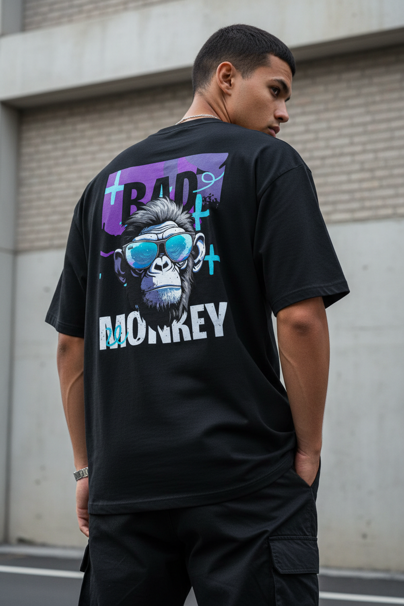 LowKeyLoud "Bad Monkey" Back Print Unisex Oversized T-shirt