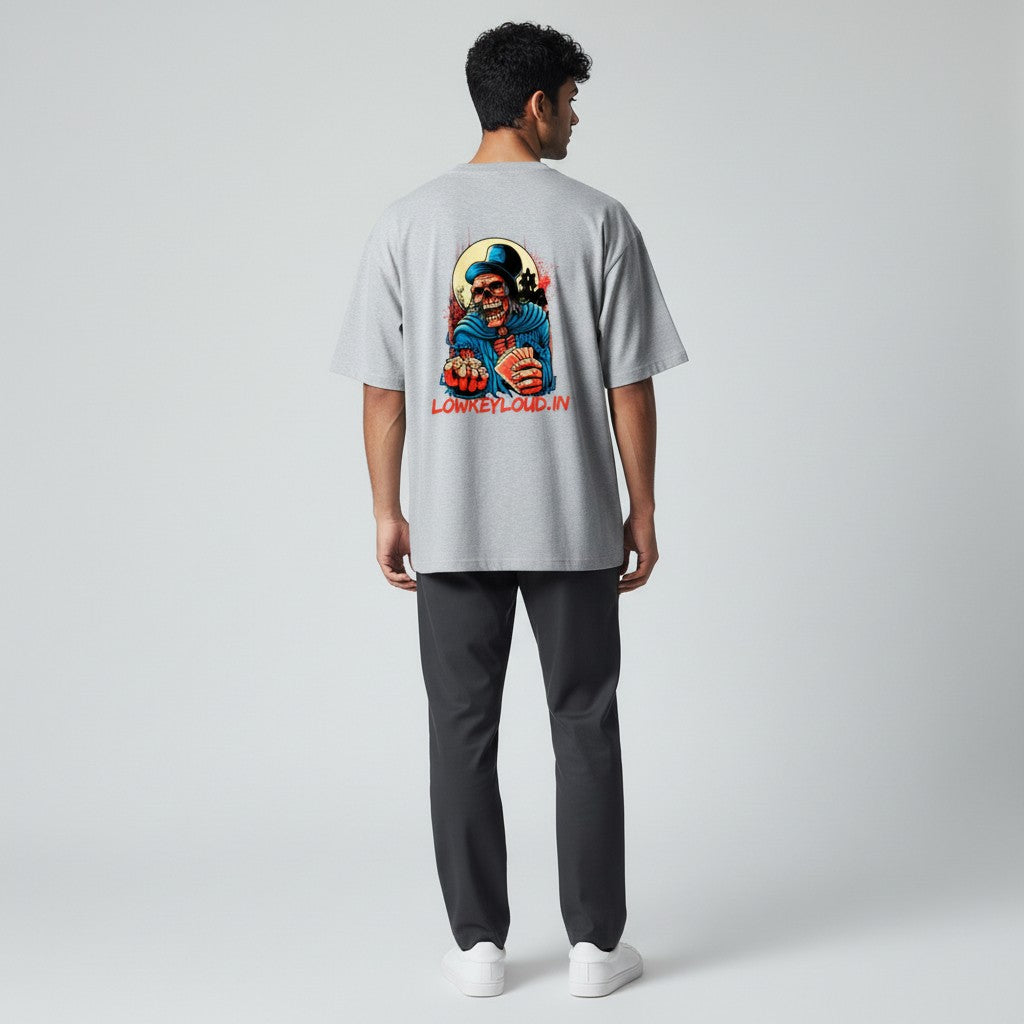 LowKeyLoud "The Haunted Gambler" Back print Unisex Oversized T-Shirt