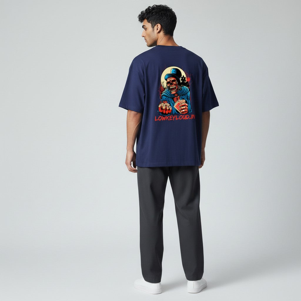 LowKeyLoud "The Haunted Gambler" Back print Unisex Oversized T-Shirt