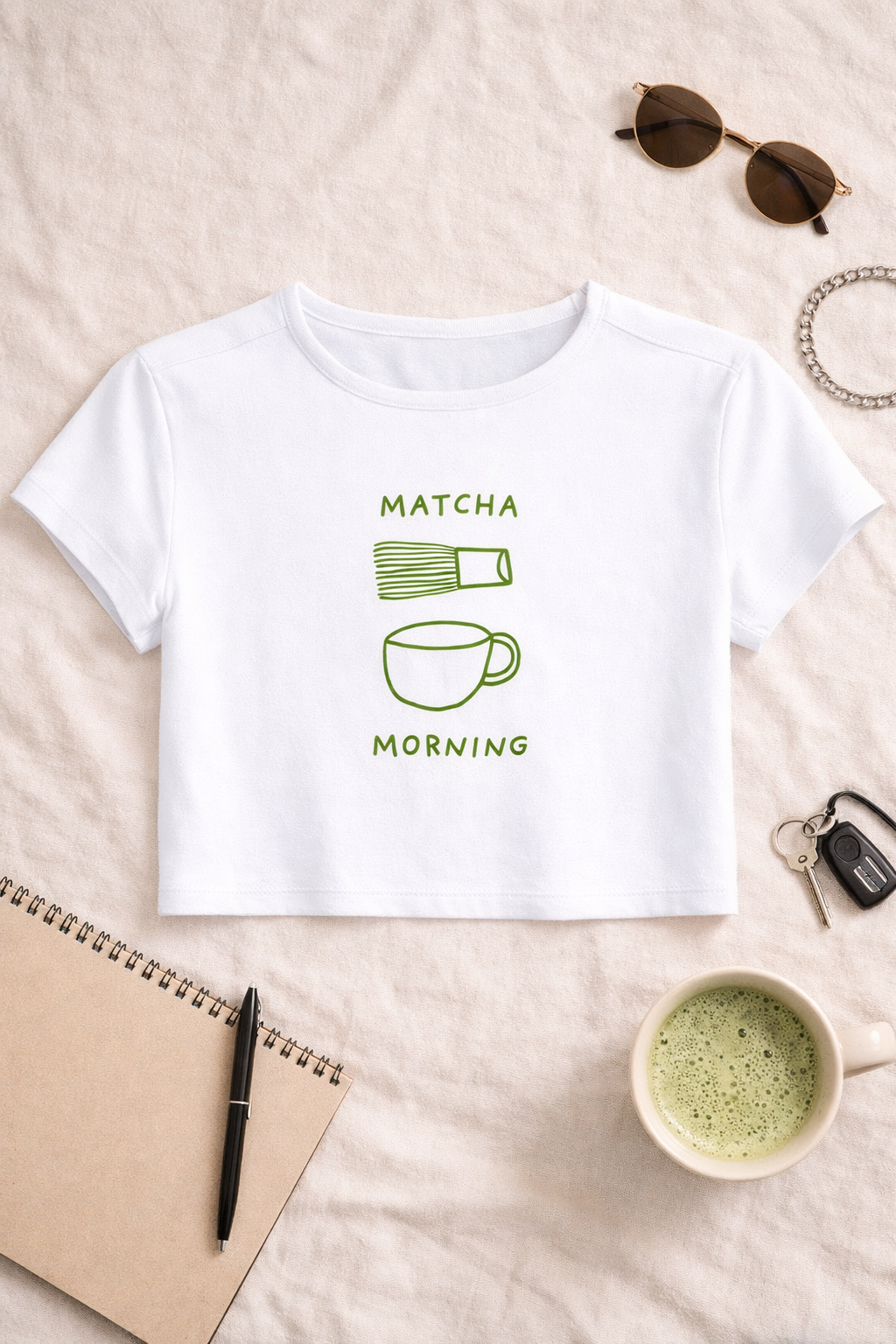 LowKeyLoud "Matcha Morning" Cropped Baby Tee